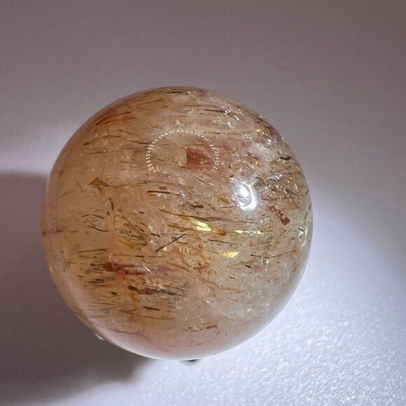 Golden Rutilated Quartz Marble Sphere (#9) - Picture 6 of 10